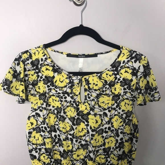 KENSIE | Black + Yellow Butterfly Midi Dress - Picture 4 of 9